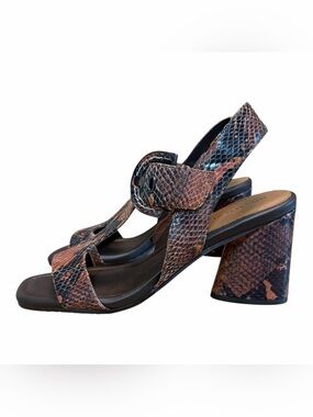 Donald Pliner Erin49 Snake Print Leather Block Heel Sandals Size 9M NWOB